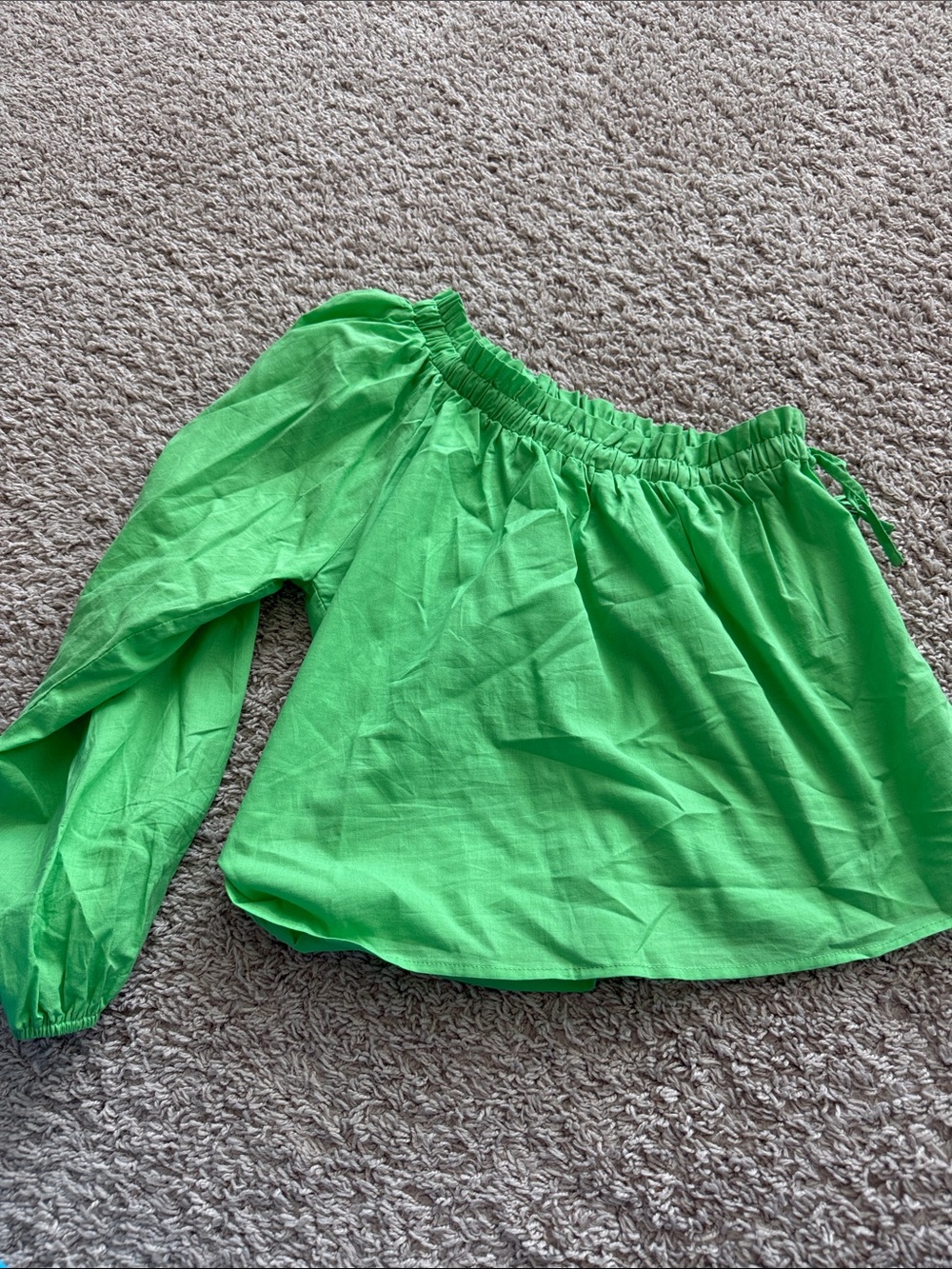 Deluc Bright Green Off-Shoulder Peasant Blouse